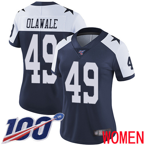 Women Dallas Cowboys Limited Navy Blue Jamize Olawale Alternate #49 100th Season Vapor Untouchable Throwback NFL Jersey->women nfl jersey->Women Jersey